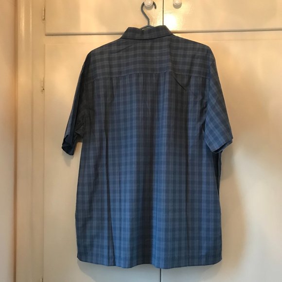 GH Bass Earth Blue Plaid Short Sleeve Two Pocket Men's Shirt Large - Picture 9 of 16